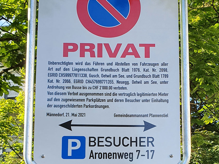 Parkplatz Schild